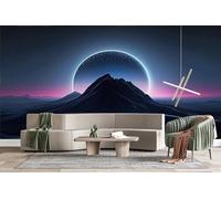 3D Photo Wallpaper Blues Mountains Wall Mural Decoration Poste Moonlit Night Nature Premium Non-Woven Wall Mural Wallpaper Wall Art for Living Room Bedroom W500xH280 14yf125