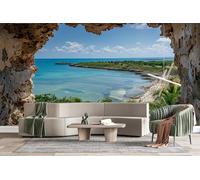 3D Photo Wallpaper Cave Window View Caribbean Sea Wall Mural Decoration Poste Ocean Premium Non-Woven Wall Mural Wallpaper Wall Art for Living Room Bedroom W200xH140 23f245