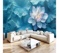 3D Photo Wallpaper Chinese Style Blues Lotus Floral Wall Mural Decoration Poste Premium Non-Woven Wall Mural Wallpaper Wall Art for Living Room Bedroom Children's Room W500xH280 7yf13