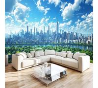 3D Photo Wallpaper City Skyline Forest Wall Mural Decoration Poste Architectural Style Premium Non-Woven Wall Mural Wallpaper Wall Art for Living Room Bedroom W366xH254 19yf11