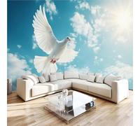 3D Photo Wallpaper Clear Sky White Doves of Peace Wall Mural Decoration Poste Premium Non-Woven Wall Mural Wallpaper Wall Art for Living Room Bedroom Children's Room W350xH256 7yf52