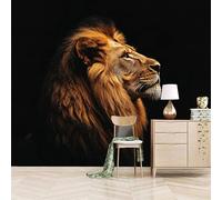 3D Photo Wallpaper Close-up of A Lion 500(W) x280(H) cm Wall Mural Animal Non-Woven Peel and Stick Self-Adhesive for Living Room Bedroom Dining Hotel