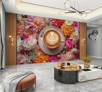 3D Photo Wallpaper Coffee Floral Wall Mural Decoration Poste Modern Premium Non-Woven Wall Mural Wallpaper Wall Art for Living Room Bedroom W366xH254 14yf151