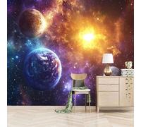 3D Photo Wallpaper Colorful Planet Universe 400(W) x280(H) cm Wall Mural The Vastness of Space Non-Woven Peel and Stick Self-Adhesive Premium Art Print Decor for Living Room Bedroom