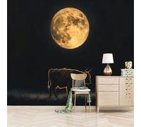 3D Photo Wallpaper Cows Strolling Under The Moon 150(W) x105(H) cm Wall Mural Dreamy Creativity Non-Woven Peel and Stick Self-Adhesive Home Decoration Bedroom Kitchen Wall Paper