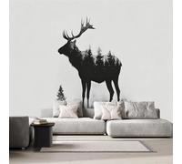 3D Photo Wallpaper Deer Forest Modern Wall Mural Non-Woven Poster 150x105 cm Vintage Abstract Wall Art Wallpaper Decoration for TV Background Living Room Bedroom R-8