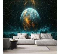 3D Photo Wallpaper Earth Print Wall Murals, Planets Universe Science Fiction Non-Woven Wall Mural, Decoration Poster Picture Design Modern Mural 250x175 cm (WxH) for livingroom Kids Bedroom 9U-21