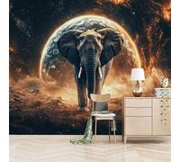 3D Photo Wallpaper Elephant Planet 200(W) x140(H) cm Wall Mural Fantasy Art Style Non-Woven Peel and Stick Self-Adhesive Large Poster Living Room Bedroom Tv Background Wall