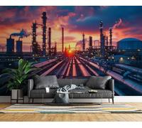 3D Photo Wallpaper Factory Scenery Modern Wall Mural Non-Woven Poster 400x280 cm Industry Construction Wall Art Wallpaper Decoration for TV Background Living Room Bedroom R-206