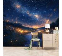 3D Photo Wallpaper Fireflies Flashing in The Galaxy Starry Sky 400(W) x280(H) cm Wall Mural Natural Scenery Non-Woven Peel and Stick Self-Adhesive Premium Art Print Decor for Living Room Bedroom