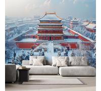3D Photo Wallpaper Forbidden City Print Wall Murals, Snow Chinese Architecture Non-Woven Wall Mural, Decoration Poster Picture Design Modern Mural 400x280 cm (WxH) for livingroom Kids Bedroom 9U-4