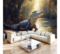 3D Photo Wallpaper Forest Crocodiles Wall Mural Decoration Poste Nature Animals Premium Non-Woven Wall Mural Wallpaper Wall Art for Living Room Bedroom Children's Room W366xH254 10yf165