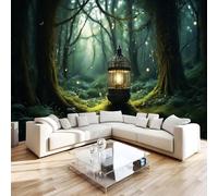 3D Photo Wallpaper Forest Lantern Modern Wall Mural Non-Woven Poster 150x105 cm Nature Scenery Wall Art Wallpaper Decoration for TV Background Living Room Bedroom R-424