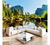 3D Photo Wallpaper Forests Rivers 500x280 cm Art Wall Mural Non-Woven Small 3D Panoramic Poster Nature Scenery Mural Wallpaper Poster TV Background Decoration for Living Room Bedroom R1159