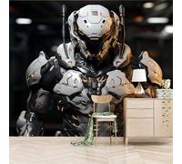 3D Photo Wallpaper Future Sci-Fi Robot Armor 250(W) x175(H) cm Wall Mural Boys' House Decoration Non-Woven Peel and Stick Self-Adhesive DIY Walls Decor for TV Background and Sofa Backdrop
