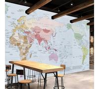 3D Photo Wallpaper Giant World Map 350x256 cm Non-Woven Wall Mural International Map Mural Wallpaper for Living Room Bedroom Dining Room Hotel Wall Art Painting