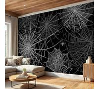 3D Photo Wallpaper Gothic Spider Web 350×256 Cm, Halloween Theme Wall Art Wallpaper Mural Modern Design Living Room Bedroom Hallway Murals Wall Decoration, Black