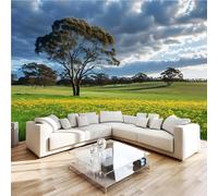3D Photo Wallpaper Grassland Nature Wall Mural Decoration Poste Sky Scenery Premium Non-Woven Wall Mural Wallpaper Wall Art for Living Room Bedroom W350xH256 13yf304