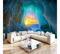 3D Photo Wallpaper Ice Cave Icicle Wall Mural Decoration W300xH210 | Sunset Natural Landscape Premium Non-Woven Wallpaper Wall Art Poster for Living Room Bedroom Kids Room Office 1-308