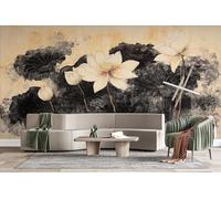 3D Photo Wallpaper Ink Painting Lotus Flowers Wall Mural Decoration Poste Minimalist Style Premium Non-Woven Wall Mural Wallpaper Wall Art for Living Room Bedroom W200xH140 17yf245