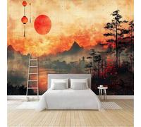 3D Photo Wallpaper Japanese Style Print Wall Murals, Forest Oil Painting Style Non-Woven Wall Mural, Decoration Poster Picture Design Modern Mural 350x256 cm (WxH) for livingroom Kids Bedroom W-333