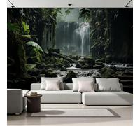 3D Photo Wallpaper Jungle Waterfall Print Wall Murals, Rainforest Forest Non-Woven Wall Mural, Decoration Poster Picture Design Modern Mural 400x280 cm (WxH) for livingroom Kids Bedroom 14U-14