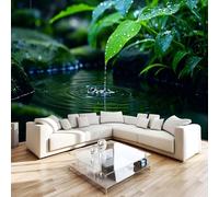 3D Photo Wallpaper Leaves Plants Modern Wall Mural Non-Woven Poster 300x210 cm Lakes Nature Wall Art Wallpaper Decoration for TV Background Living Room Bedroom R-347
