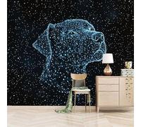 3D Photo Wallpaper Light Spots Outline The Dog's Face 250(W) x175(H) cm Wall Mural Starry Sky Dot Line Art Non-Woven Peel and Stick Self-Adhesive DIY Walls Decor for TV Background and Sofa Backdrop