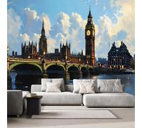 3D Photo Wallpaper London Big Ben Print Wall Murals, European Architecture Non-Woven Wall Mural, Decoration Poster Picture Design Modern Mural 350x256 cm (WxH) for livingroom Kids Bedroom T-383