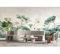 3D Photo Wallpaper Lotus Flowers Ink Painting Wall Mural Decoration Poste East Zen Premium Non-Woven Wall Mural Wallpaper Wall Art for Living Room Bedroom W250xH175 17yf64