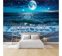 3D Photo Wallpaper Moon Waves Wall Mural Decoration Poste Ocean Healing Premium Non-Woven Wall Mural Wallpaper Wall Art for Living Room Bedroom W350xH256 26f38