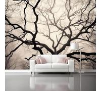 3D Photo Wallpaper Mural - Abstract Dark Forest Branches Indoor Luxury Wall Painting for Living Room, Grey Eco-Friendly Home Decor Wallpaper Decoration Poster 250 x 175 cm (W x H)