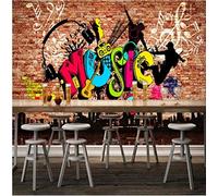 3D Photo Wallpaper Mural Poster Wall Art Sticker Wall Decoration Music Graffiti Characters Brick Wall - Self-Adhesive Wall Pictures for Living Room Bedroom Office Corridor Dining R 140 x 70 cm (WxH)