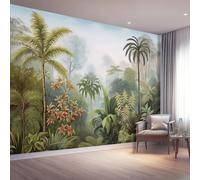 3D Photo Wallpaper Mural - Watercolor Rainforest Palm Leaves Indoor Luxury Wall Painting for Living Room, Green Eco-Friendly Home Decor Wallpaper Decoration Poster 200 x 140 cm (W x H)