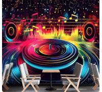3D Photo Wallpaper Music Turntable Cool Wall Mural Decoration Poste Premium Non-Woven Wall Mural Wallpaper Wall Art for Living Room Bedroom Children's Room W200xH140 8yf168