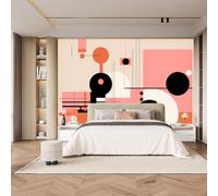 3D Photo Wallpaper Non-Woven Wall Mural Geometry Abstract Circle | Lines Retro PinkLarge Wall Mural for Bedroom, Living Room, Children's Room, Home Decoration,TV Decoration Poster-350x275cm