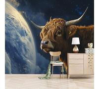 3D Photo Wallpaper Ox 250(W) x175(H) cm Wall Mural Cosmic Fantasy Art Style Non-Woven Peel and Stick Self-Adhesive DIY Walls Decor for TV Background and Sofa Backdrop