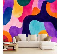 3D Photo Wallpaper Pastel Groovy 315x215cm,Colorful Waves Wall Mural Silk Wall Decor Art for Living Room Bedroom