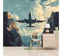 3D Photo Wallpaper Planes Flying Across The Sky 400(W) x280(H) cm Wall Mural Natural Scenery Non-Woven Peel and Stick Self-Adhesive Premium Art Print Decor for Living Room Bedroom