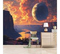 3D Photo Wallpaper Planet Canyon River 200(W) x140(H) cm Wall Mural Sci-fi Landscape Non-Woven Peel and Stick Self-Adhesive Large Poster Living Room Bedroom Tv Background Wall