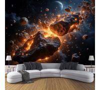 3D Photo Wallpaper Planets and Comets 250×175 Cm, Planet Fragments Wall Art Wallpaper Mural Modern Design Living Room Bedroom Hallway Murals Wall Decoration, Grey