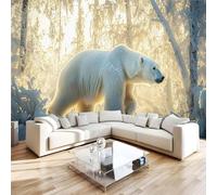 3D Photo Wallpaper Polar Bear Snow Wall Mural Decoration Poste Wilderness Animals Premium Non-Woven Wall Mural Wallpaper Wall Art for Living Room Bedroom W250xH175 11yf400