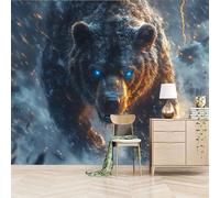 3D Photo Wallpaper Primitive Wild Brown Bear 200(W) x140(H) cm Wall Mural Animal Non-Woven Peel and Stick Self-Adhesive Large Poster Living Room Bedroom Tv Background Wall