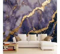 3D Photo Wallpaper Purple Gold Marble 300x240cm，Modern Abstract Wall Mural Silk Wall Decor Art for Bedroom Living Room Corridor Dining Room