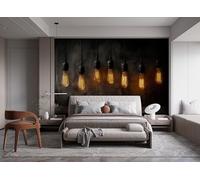 3D Photo Wallpaper Retro Light Bulb Print Wall Murals, Industrial-Style Non-Woven Wall Mural, Decoration Poster Picture Design Modern Mural 250x175 cm (WxH) for livingroom Kids Bedroom 14U-11