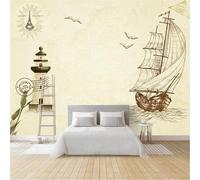 3D Photo Wallpaper Sailing Vintage Wall Mural Decoration Poste Ocean Premium Non-Woven Wall Mural Wallpaper Wall Art for Living Room Bedroom W366xH254 13yf151