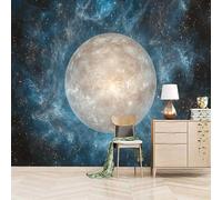 3D Photo Wallpaper Sci-fi Silver Planet 366(W) x256(H) cm Wall Mural Universe Non-Woven Peel and Stick Self-Adhesive Poster Decoration for Bedroom Living Room Corridor