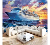 3D Photo Wallpaper Ship Print Wall Murals, The Sea The Sky Non-Woven Wall Mural, Decoration Poster Picture Design Modern Mural 350x256 cm (WxH) for livingroom Kids Bedroom W-303
