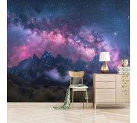 3D Photo Wallpaper Snow-Capped Mountains and Bright Starry Sky 150(W) x105(H) cm Wall Mural Fantastic Natural Scenery Non-Woven Peel and Stick Self-Adhesive Home Decoration Bedroom Kitchen Wall Paper