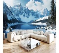 3D Photo Wallpaper Snow-Capped Mountains Lakes Wall Mural Decoration Poste Forest Scenery Premium Non-Woven Wall Mural Wallpaper Wall Art for Living Room Bedroom W366xH254 11yf221